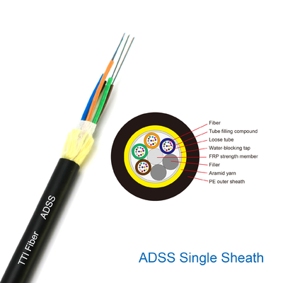Adss G652d Single Mode Aerial Optic Fiber Cable 6 / 12 / 48 / 96 / 144 Core