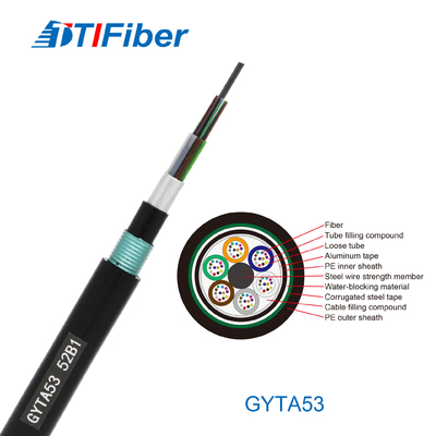 GYTA53 Singlemode Fiber Optic Cable Black For FTTH