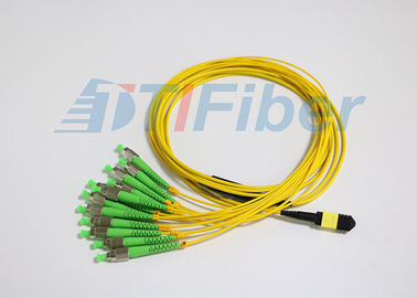 Yellow 12 Core MPO To FC Fiber Optic Patch Cables For Telecom Network