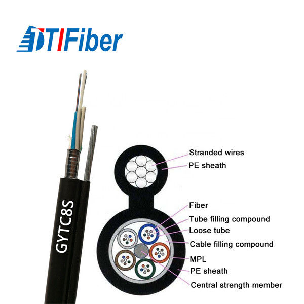 PE Outer Sheath Fiber Optic Network Cable Outdoor GYFTC8S Steel Wire Stranded