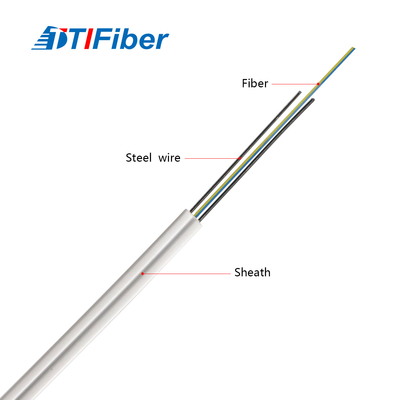 Steel Strength Fiber Optic FTTH Drop Wire Cable G657A SM 2 Fibers GJXH White