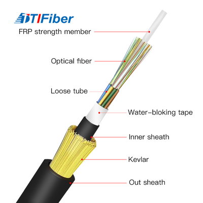 FTTH Adss 6 12 24 48 Core Fiber Optic Cable Black