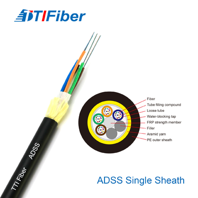 ADSS 6 12 24 48 Core Outdoor Fiber Optic Cable OEM ODM Available