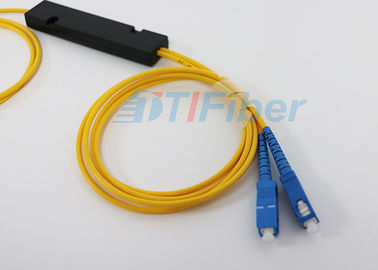 Yellow SC/APC 1 X 2 Fiber Optic Splitter With 3.0mm G657A Fiber Cable