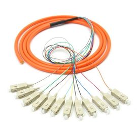 Orange 12 core SC UPC optical fiber patch cord with CE , multimode fiber patch cord