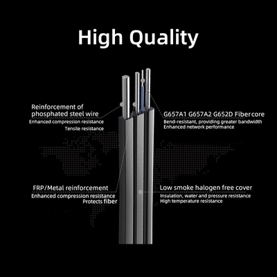 Outdoor Aerial GJYXCH Drop Cable LZSH Single Mode 1 2 4 Core G652D G657A1 G657A2 FTTH Fiber Drop Optic Cable