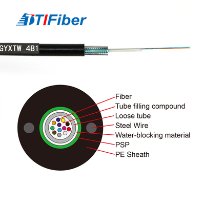 Fiber optic cable 12core 24core 48core SM G652D Outer Diameter 7.0mm steel wire PE black sheath fiber cable
