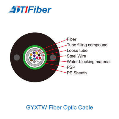 Fiber optic cable 12core 24core 48core SM G652D Outer Diameter 7.0mm steel wire PE black sheath fiber cable