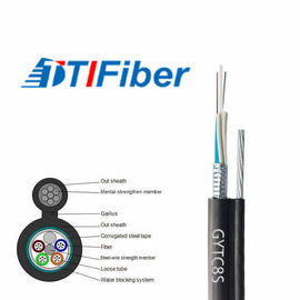 Self Support Amored Fiber Optic Cable GYTC8S FTTH Aerial Installation PE Materiall