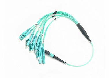 12 Cores Fiber Optic Patch Cables , MPO Multimode Patch Cable With LC Connector