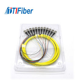 Singlemode Optical Fiber Pigtail 12 Cores Simplex ST Excellent Mechanical Endurance