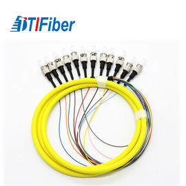 Singlemode Optical Fiber Pigtail 12 Cores Simplex ST Excellent Mechanical Endurance