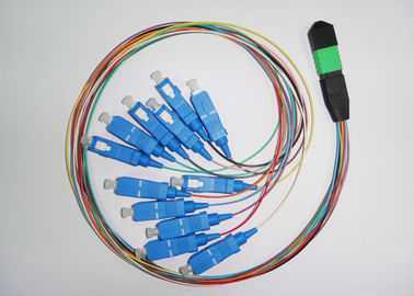 12 core Simplex Flat Round Telecommunication fiber optic , MPO - SC Fiber optic jumper