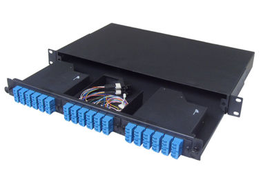 Rack Mounted MPO Patch Panel , 1U Fiber Optic Patch Panel with cold rolled steel