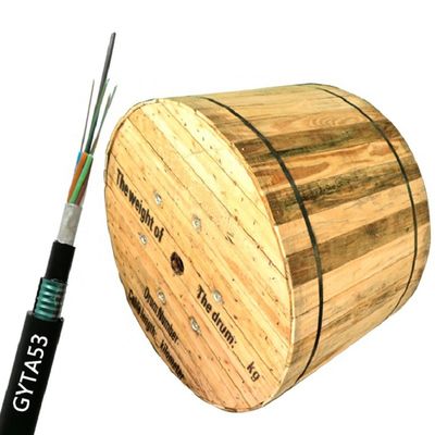 Outdoor Optical Fiber Cables Supplier 12 Core Direct Buried Armored Fiber Optic Cable GYTA53