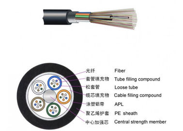 12 Core GYTA steel tape Fiber Optic Cable for Aerial / Duct , black