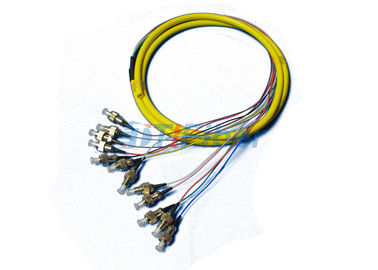 Splicing LC Multimode Fiber Optical Pigtail , 0.9mm 12 colors Fiber Cable