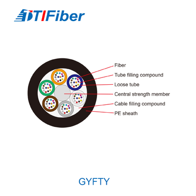 Outdoor GYFTY 12 24 48 96 Core G652D Fiber Optical Cable With FRP Strength Member