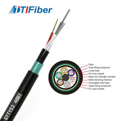 FTTX 12 24 Core GYTY53 Single Mode Fiber Optic Cable