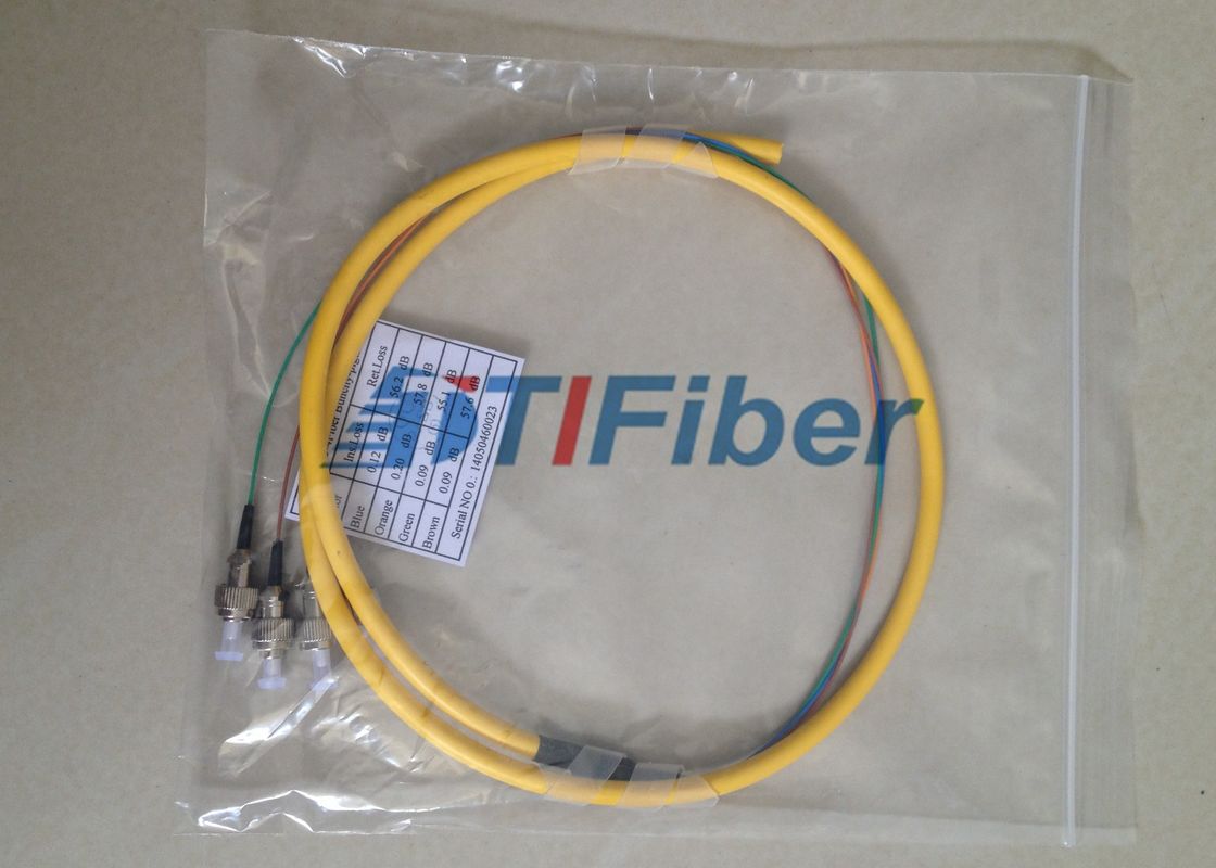 Yellow PVC Jacket 4 Core Fiber Optic Pigatil Singelmode Optical Fiber Pigtail ST/UPC