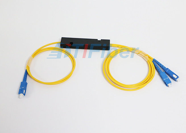 Yellow SC/APC 1 X 2 Fiber Optic Splitter With 3.0mm G657A Fiber Cable