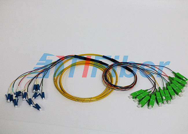 SC / UPC to LC / UPC fiber optic cable patch cord  Multi mode 12 Core LSZH Jacket