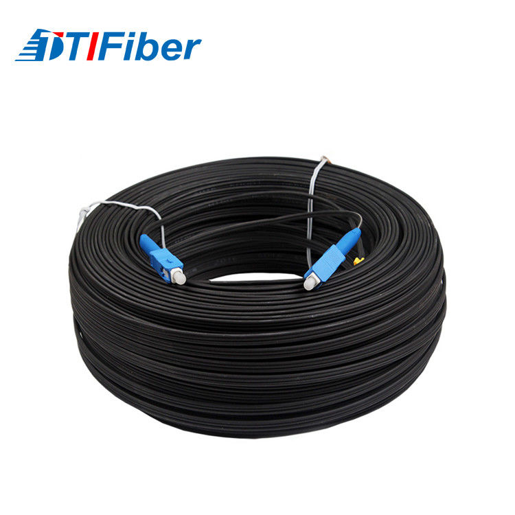Simplex FTTH Drop Cable SC / UPC Optical Fiber Patch Cord With Black / White LSZH Jacket