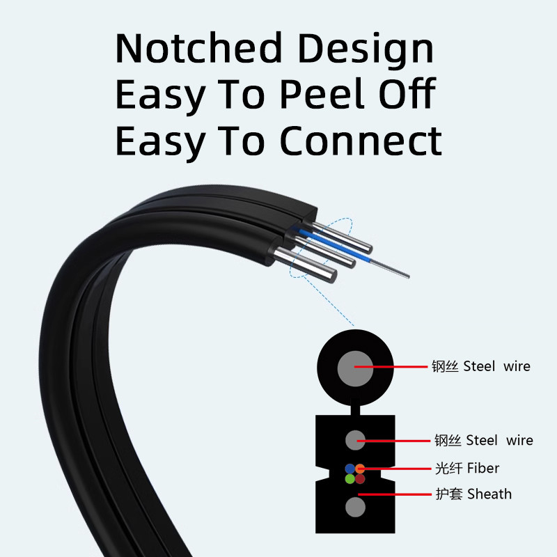 Outdoor Aerial GJYXCH Drop Cable LZSH Single Mode 1 2 4 Core G652D G657A1 G657A2 FTTH Fiber Drop Optic Cable
