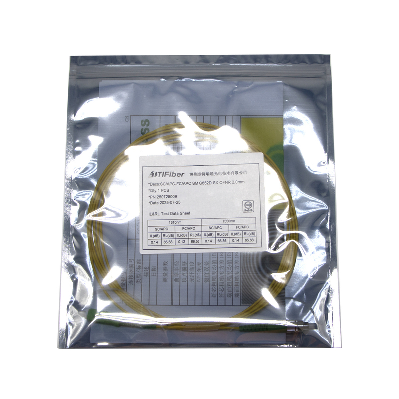 New Design Tested Singlemode Simplex 3 5 10M SC / APC - FC / APC FTTH OFNP Fiber Optic Patch Cord