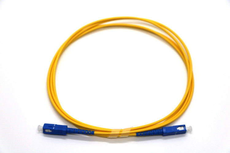 Yellow Single Mode Fiber Patch Cables 9/125 SC / UPC Connector Customized Length