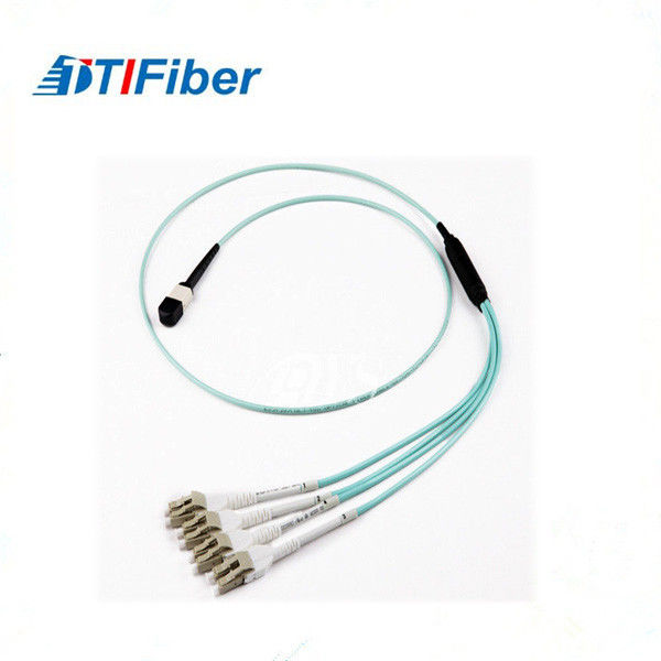 4G/5G MPO - LC Multimode Fiber Patch Cable , OM3 Fibre Patch Leads Long Lifespan