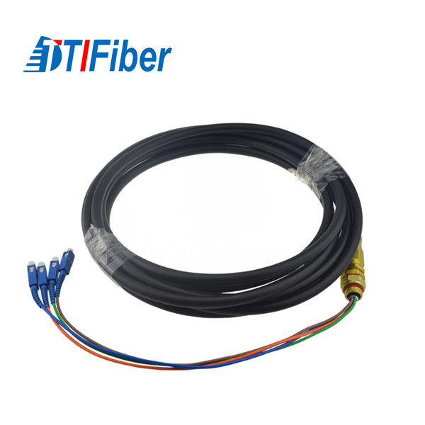 4-24 Cores Single Mode Pigtail , Customized Optical Fiber Pigtail Black Cable