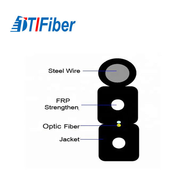 Bow Type Drop Indoor 4 Core Fiber Optic Cable Black LSZH Jacket G.652 Ftth