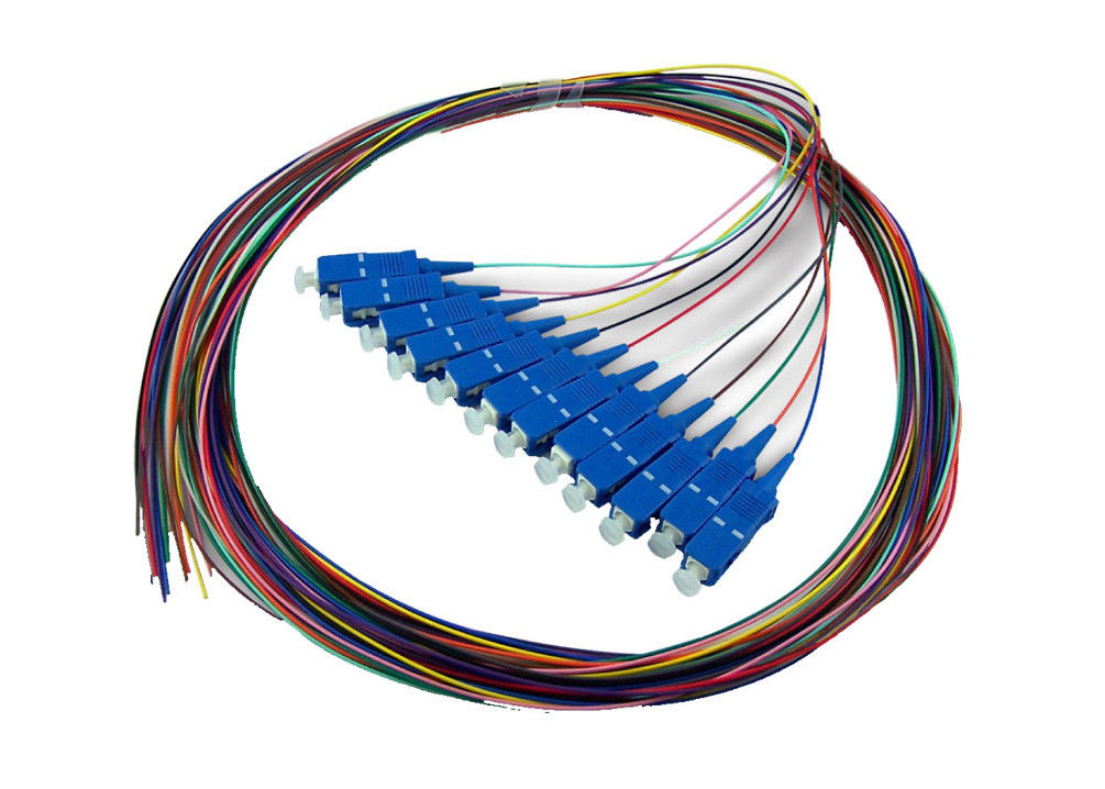 12 color SC simplex Fiber Optic Pigtail with SC connectors , 1.5M Fiber Cable