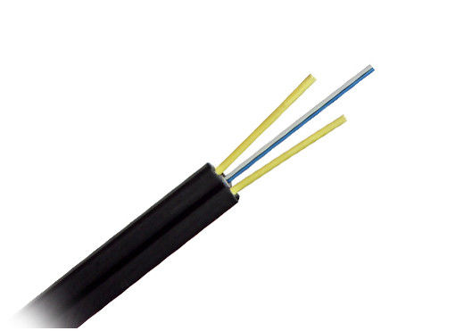 Single mode FTTH Drop Fiber Optic Cable with Steel Wire / FRP Strength Member