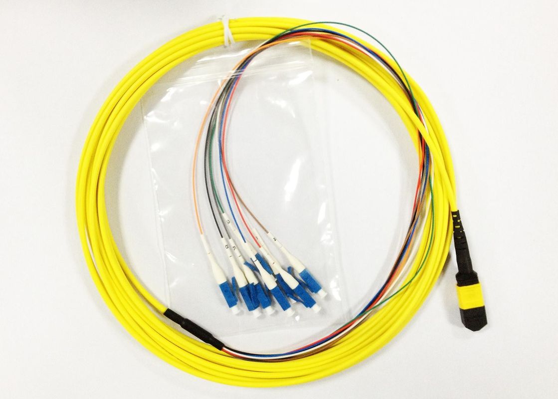 MPO LC Fiber Optic Patch Cord Flat Round with 12core Ribbon Cable