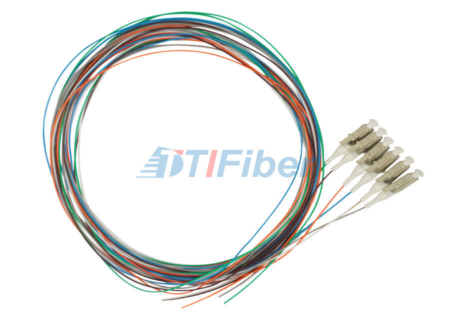 Splicing LC Multimode Fiber Optical Pigtail , 0.9mm 12 colors Fiber Cable