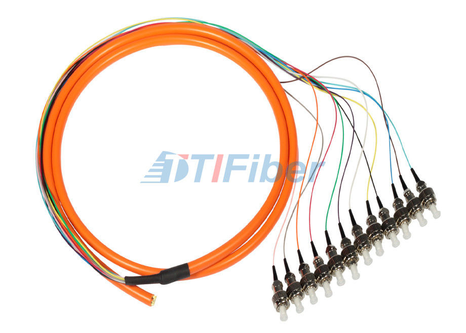 ST 0.9mm Breakout Fiber Optic Pigtail , 12 core Optical Cable