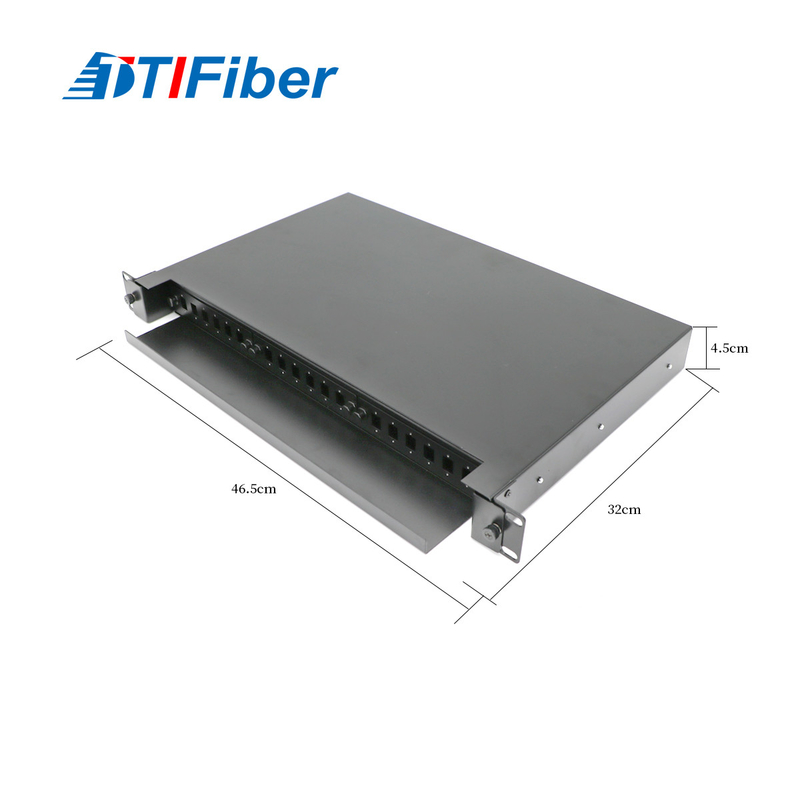 1U Fiber Optic Distribution Frame , 24 Port ODF Fiber Optic Patch Panel