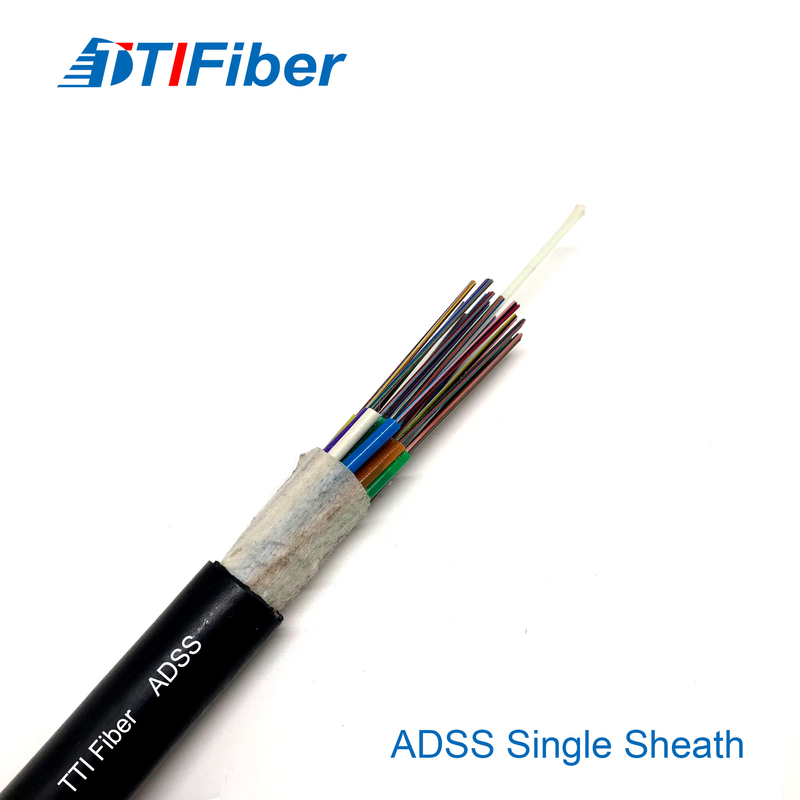 24 Core Single Mode ADSS Fiber Optic Cable FRP Central Strength Member Single Sheath