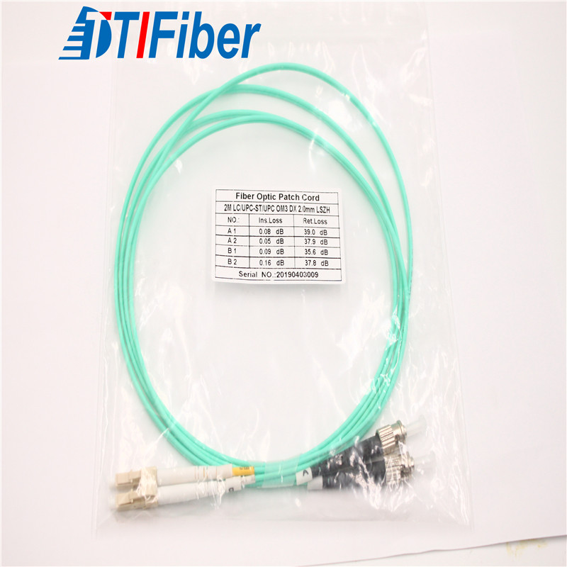 Duplex Fiber Optic Patch Cables Connector Types 2.0MM OM3 Diameter LC/UPCST/UPC