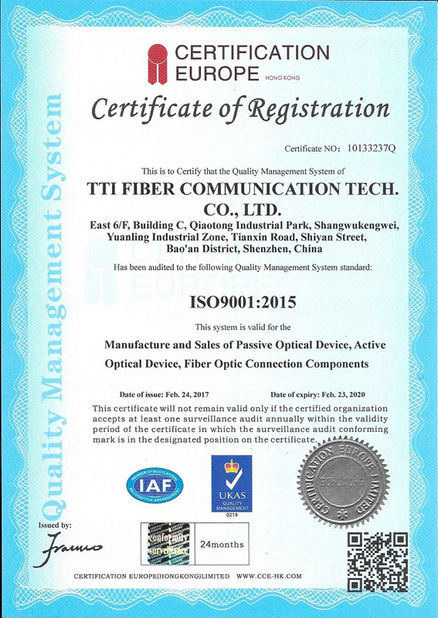 China TTI Fiber Communication Tech. Co., Ltd. certification